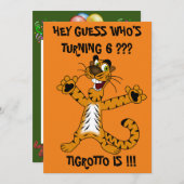 オレンカッコいいジグリーンhey guessティグロット子供の誕生日 招待状 (正面/裏面)
