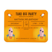 オレンカッコいいジ宇宙船テイクオフバースデーパーティーI マグネット (横)