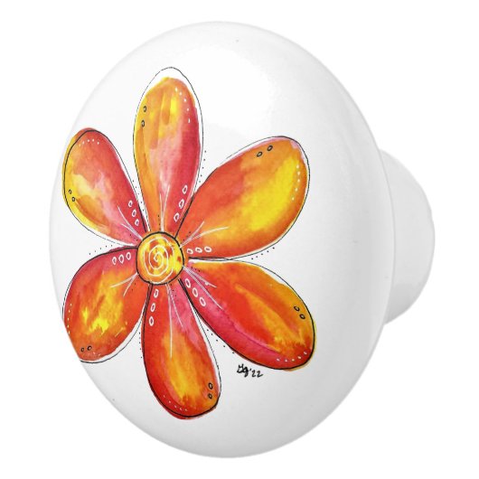 オレンカラフルお洒落ジと黄 セラミックノブ (右)