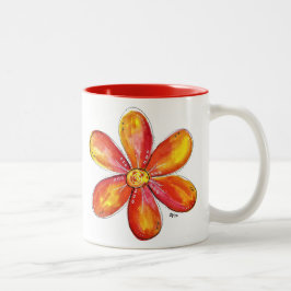 オレンカラフルお洒落ジと黄 ツートーンマグカップ