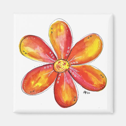 オレンカラフルお洒落ジと黄 マグネット (正面)