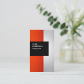オレンカラフルジグレーブラックストライプビジネスカード 名刺 (スタンド正面)