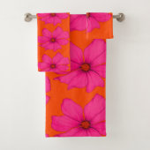 オレンカラフルジピンクフローラモノグラモダンム バスタオルセット (インサイチュ)