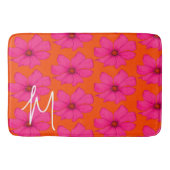 オレンカラフルジピンクフローラモノグラモダンム バスマット (正面)