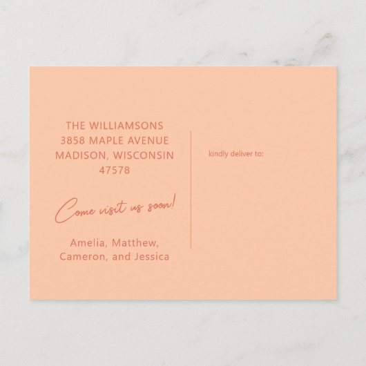 オレンカラフルジフローラ我々は新しい家を移動 ポストカード (裏面)