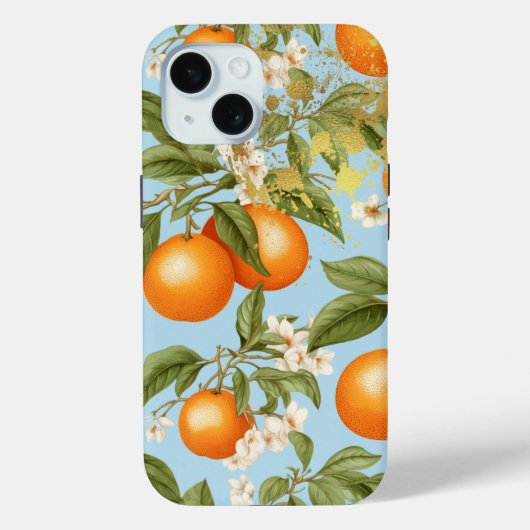 オレンカラフルジ、ペースト青と金ゴールドオレンジの果実 Case-Mate iPhoneケース (裏面)