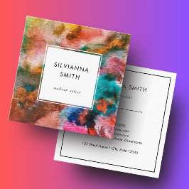 オレンカラフル鮮やかジ水カラー抽象芸術 スクエア名刺