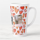 オレンガーリージハートかわいいロマンチックなバレンタイン写真 カフェラテマグ (右)