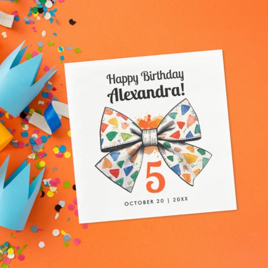 オレンガーリーモダンジュカラフルンボウ名水彩 スタンダードランチョンナプキン