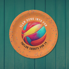 オレンクールジスポーツオールスターバスケットボール誕生日 ペーパープレート