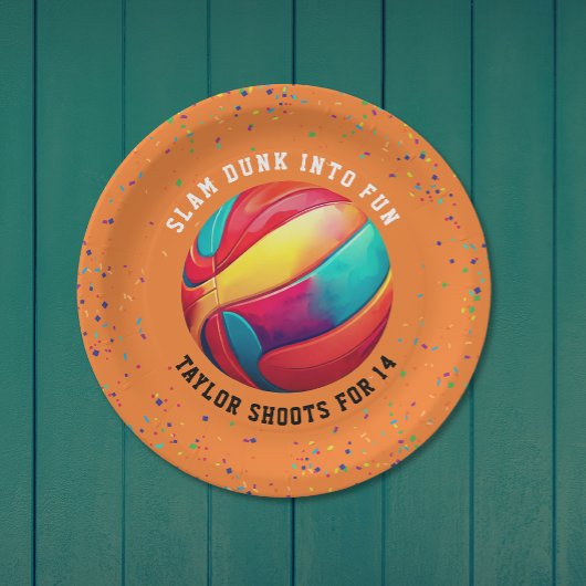 オレンクールジスポーツオールスターバスケットボール誕生日 ペーパープレート