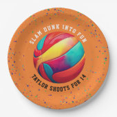 オレンクールジスポーツオールスターバスケットボール誕生日 ペーパープレート (正面)