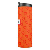 オレンクールジ赤いハートパターン新学期名 タンブラー (回転右)