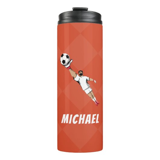 オレンクールジ&ホワイトゴアリーゴールキーパーサッカーテーマ タンブラー (正面)