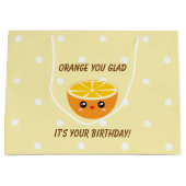 オレンジうれしいかわいいあなたの誕生日かわいい ラージペーパーバッグ (正面)