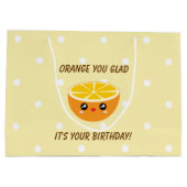 オレンジうれしいかわいいあなたの誕生日かわいい ラージペーパーバッグ (裏面)