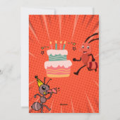 オレンジおもしろいと黒の誕生日の招待状。 シーズンカード (裏面)