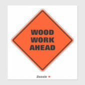 オレンジおもしろいの木工の前方に注意の道路標識 シール (シート)