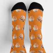 オレンジおもしろいカスタムパパ2顔 ソックス (上部)