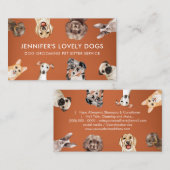 オレンジおもしろいスモールサイズドッグズペットシッター 名刺 (正面/裏面)