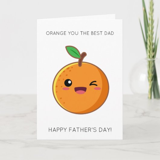 オレンジおもしろい色のフルーツプン父のデイカード カード (正面)