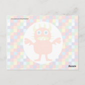 オレンジおもしろい色の怪物の生き物の明るいカラーブロック ポストカード (裏面)