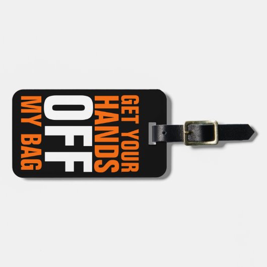 オレンジおもしろい色の手を離す ラゲッジタグ (正面横)