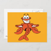 オレンジおもしろい色の漫画ロブスター笑顔の幸せなおもしろい位置 ポストカード (正面/裏面)