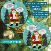 オレンジおもしろい色の猫がサンタにカスタム訪れる セラミックオーナメント