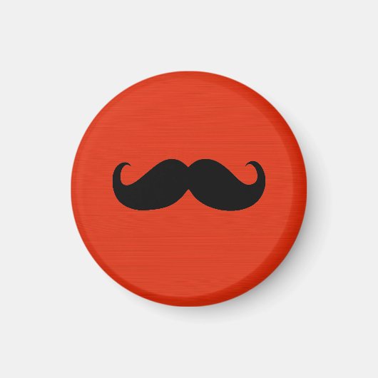 オレンジおもしろい色の背景に黒い口ひげ マグネット (正面)