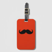 オレンジおもしろい色の背景に黒い口ひげ ラゲッジタグ (正面縦)