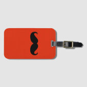 オレンジおもしろい色の背景に黒い口ひげ ラゲッジタグ (正面横)