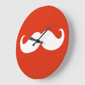 オレンジおもしろい色の赤に白い口ひげ ラージ壁時計 (傾斜)