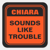 オレンジおもしろい色の音がトラブル注意標識のように聞こえる スクエアシール (正面)