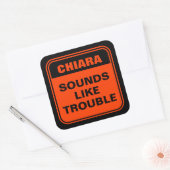 オレンジおもしろい色の音がトラブル注意標識のように聞こえる スクエアシール (封筒)