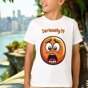 オレンジおもしろい色ショック絵文字キッズTシャツ Tシャツ