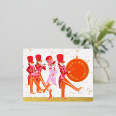 オレンジおもしろい赤の水色のナツクラッカー 箔シーズンポストカード (立ち正面)