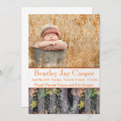 オレンジおよびカムフラージュのベビーの発表 案内状 (正面/裏面)