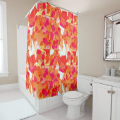 オレンジおよびショッキングピンクの抽象芸術 シャワーカーテン (インサイチュ)