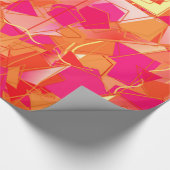 オレンジおよびショッキングピンクの抽象芸術 ラッピングペーパー (角)