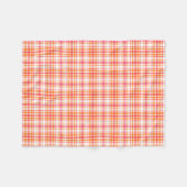 オレンジおよびショッキングピンクの格子縞パターン フリースブランケット (正面(横))