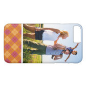 オレンジおよびピンクのカスタムな写真バイアス格子縞 Case-Mate iPhoneケース (裏面(横))