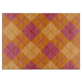 オレンジおよびピンクのバイアス格子縞 カッティングボード (正面)