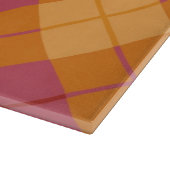 オレンジおよびピンクのバイアス格子縞 カッティングボード (角)