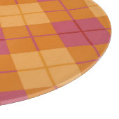 オレンジおよびピンクのバイアス格子縞 カッティングボード (角)