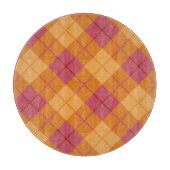 オレンジおよびピンクのバイアス格子縞 カッティングボード (正面)