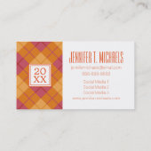 オレンジおよびピンクの写真の卒業|のバイアス格子縞 コーリングカード (裏面)