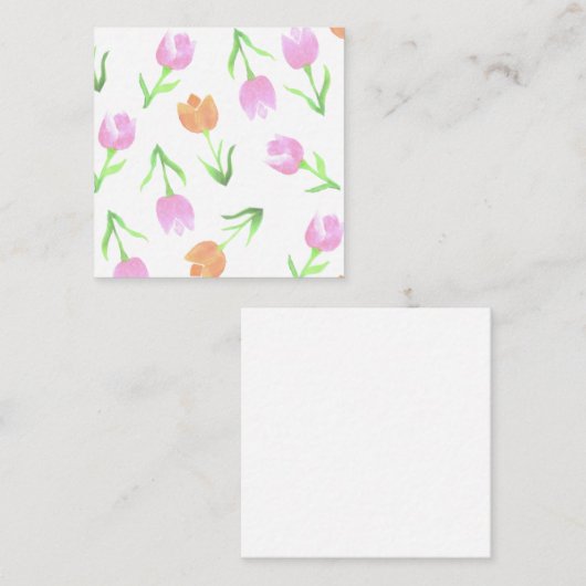 オレンジおよびピンクの色合いの水彩画のチューリップ エンクロージャーカード (正面/裏面)