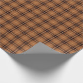 オレンジおよびブラウンの素朴な格子縞 ラッピングペーパー (角)