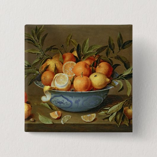 オレンジおよびレモンが付いている静物画 缶バッジ (正面)